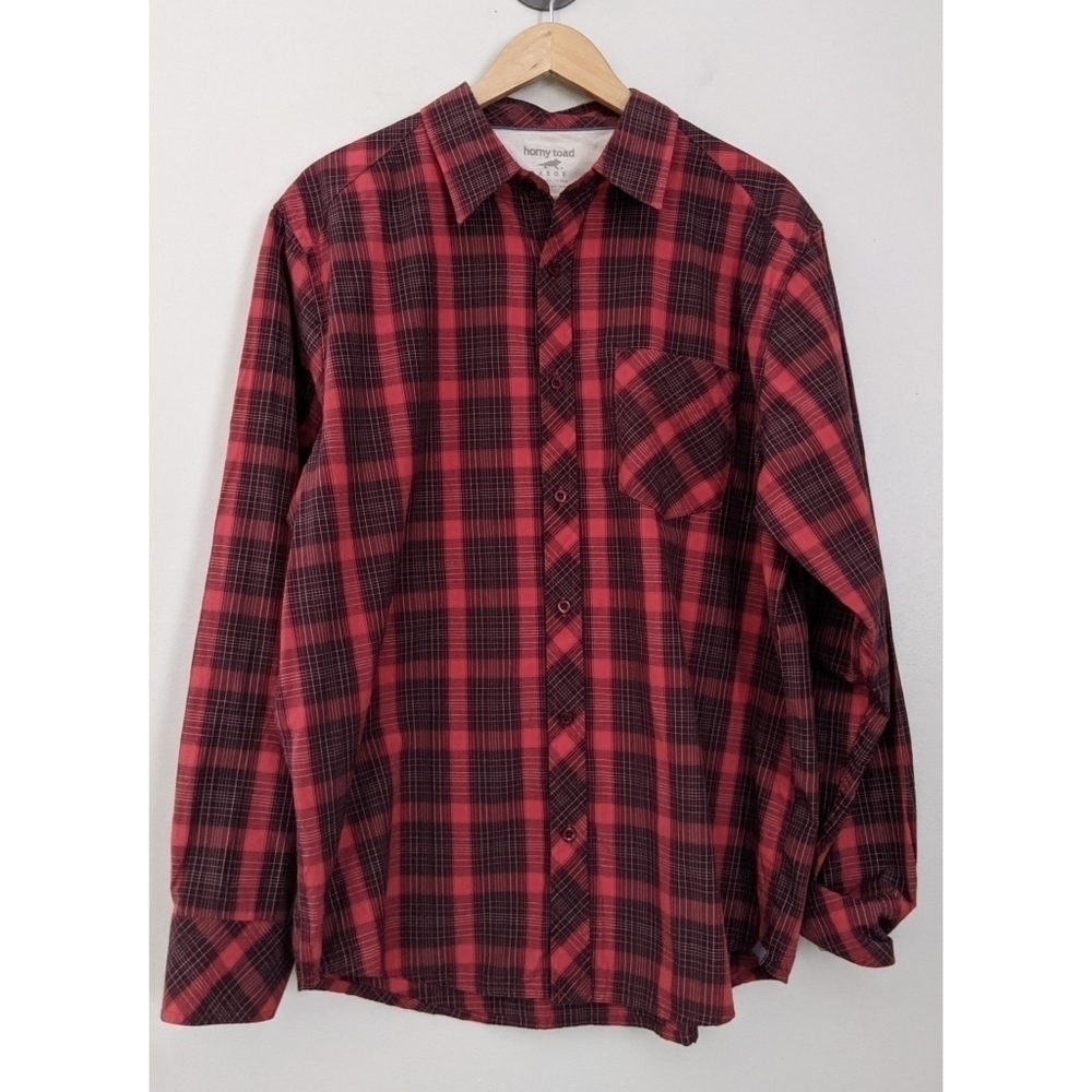 Horny Toad Red Plaid Long Sleeve Button Up Large